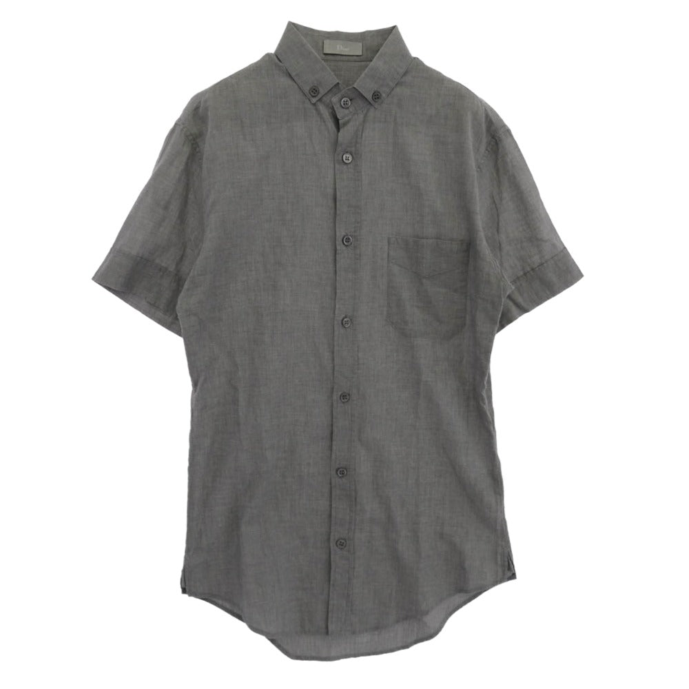 DIOR HOMME ディオールオム 国内正規品 シャンブレー ボタンダウン 半袖 シャツ グレー系 37【中古】