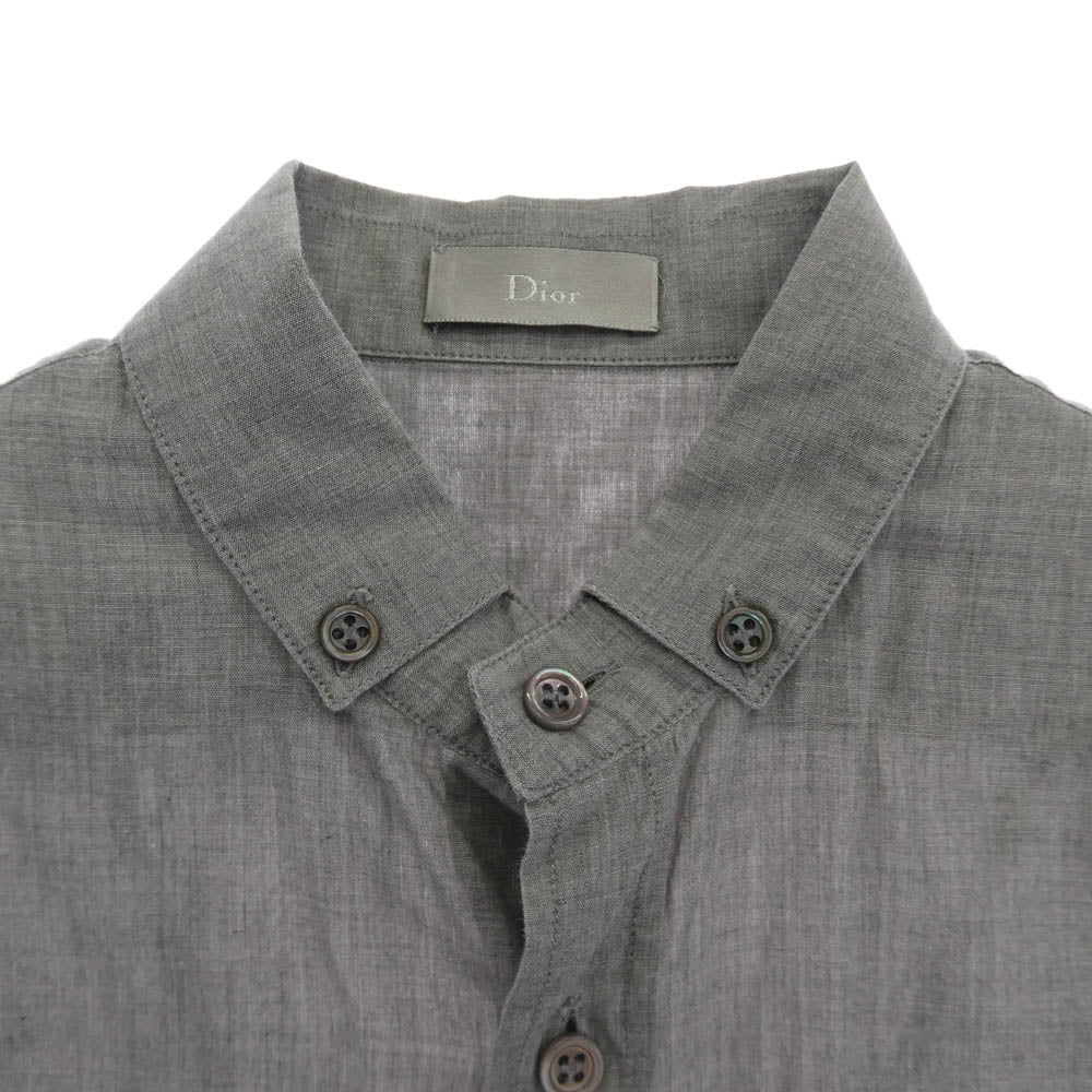 DIOR HOMME ディオールオム 国内正規品 シャンブレー ボタンダウン 半袖 シャツ グレー系 37【中古】