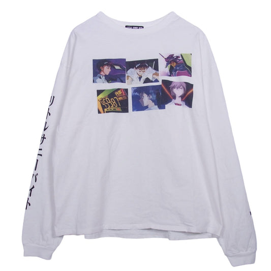 リトルサニーバイト evangelion エヴァンゲリオン BIG TEE L/S ダメージ加工 オーバーサイズ クルーネック 長袖 Tシャツ ロンT ホワイト系 M【中古】