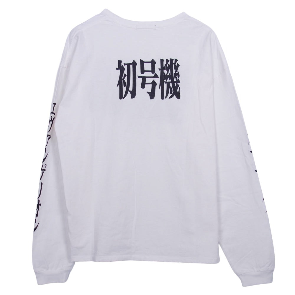 リトルサニーバイト evangelion エヴァンゲリオン BIG TEE L/S ダメージ加工 オーバーサイズ クルーネック 長袖 Tシャツ ロンT ホワイト系 M【中古】