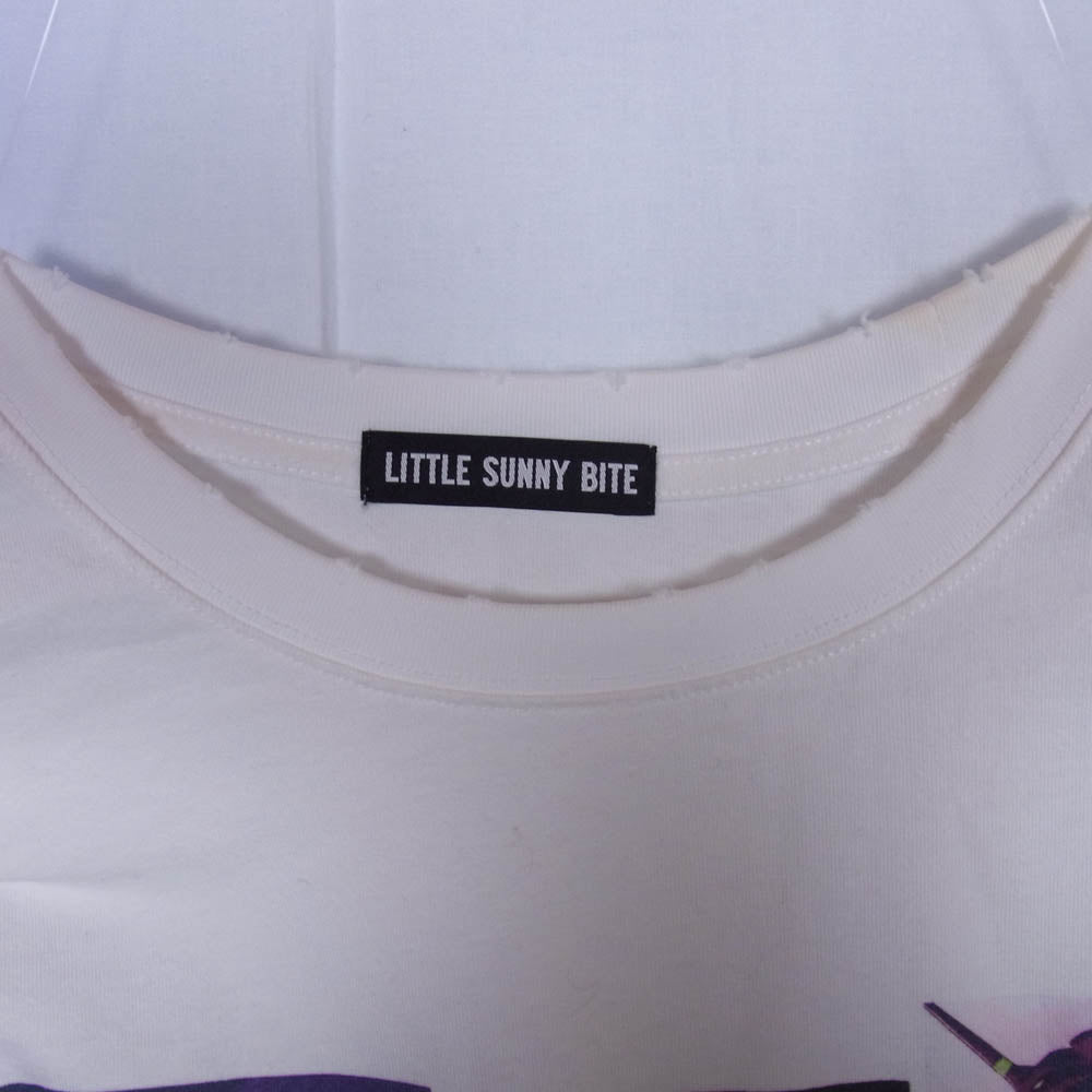 リトルサニーバイト evangelion エヴァンゲリオン BIG TEE L/S ダメージ加工 オーバーサイズ クルーネック 長袖 Tシャツ ロンT ホワイト系 M【中古】