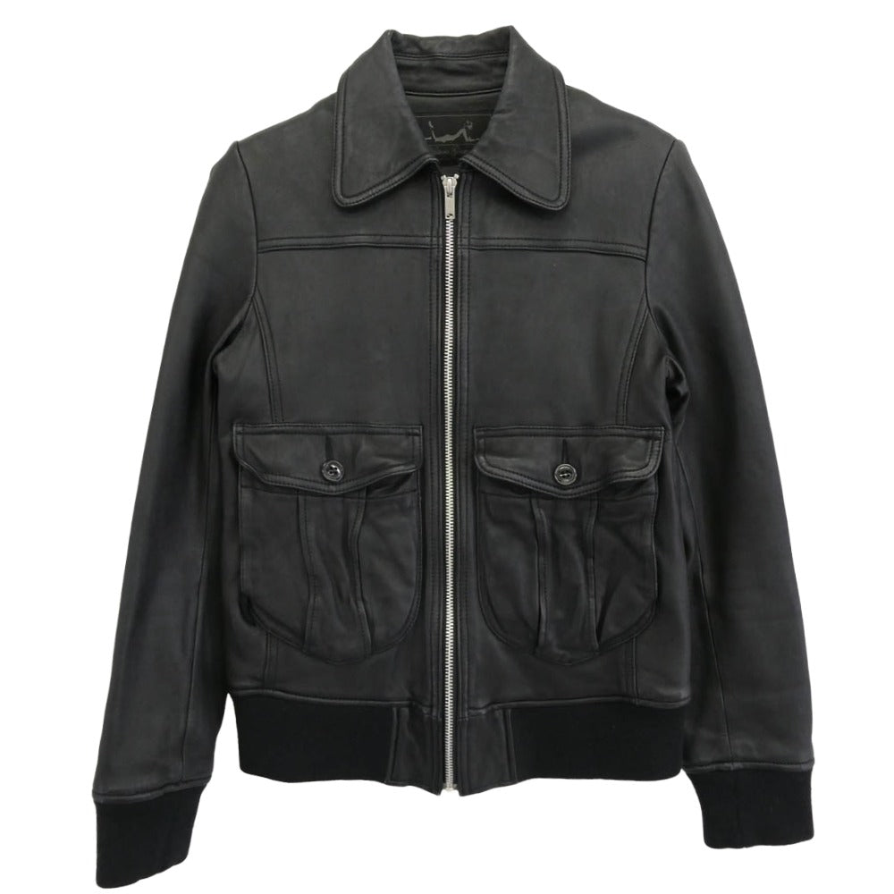 HYSTERIC GLAMOUR ヒステリックグラマー 0193LB01 ラムレザー ブルゾン シングルライダース フルジップ ジャケット ブラック系 free【中古】