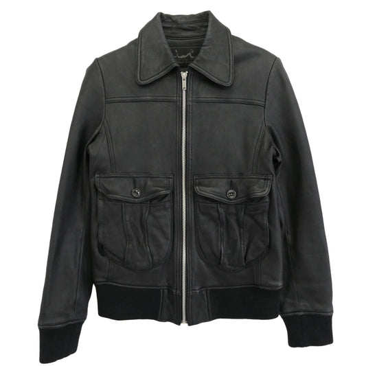 HYSTERIC GLAMOUR ヒステリックグラマー 0193LB01 ラムレザー ブルゾン シングルライダース フルジップ ジャケット ブラック系 free【中古】