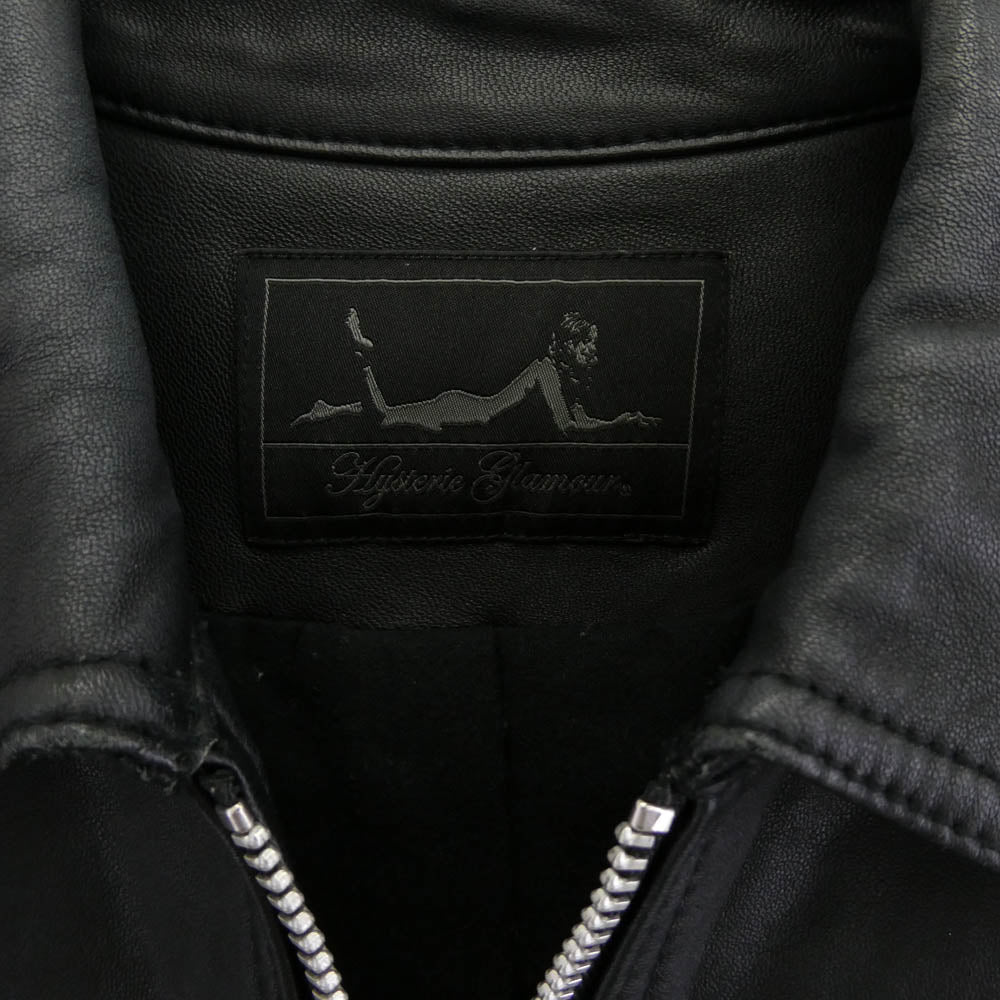 HYSTERIC GLAMOUR ヒステリックグラマー 0193LB01 ラムレザー ブルゾン シングルライダース フルジップ ジャケット ブラック系 free【中古】