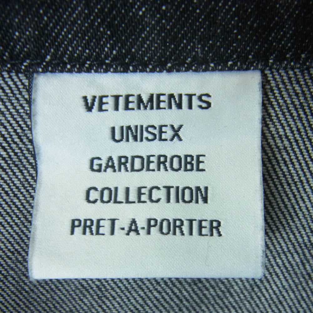VETEMENTS ヴェトモン 20aw UAH21SH043 Back Logo Denim Long Sleeve Shirt バック ロゴ デニム 長袖 シャツ ジャケット グレー系 XS【中古】