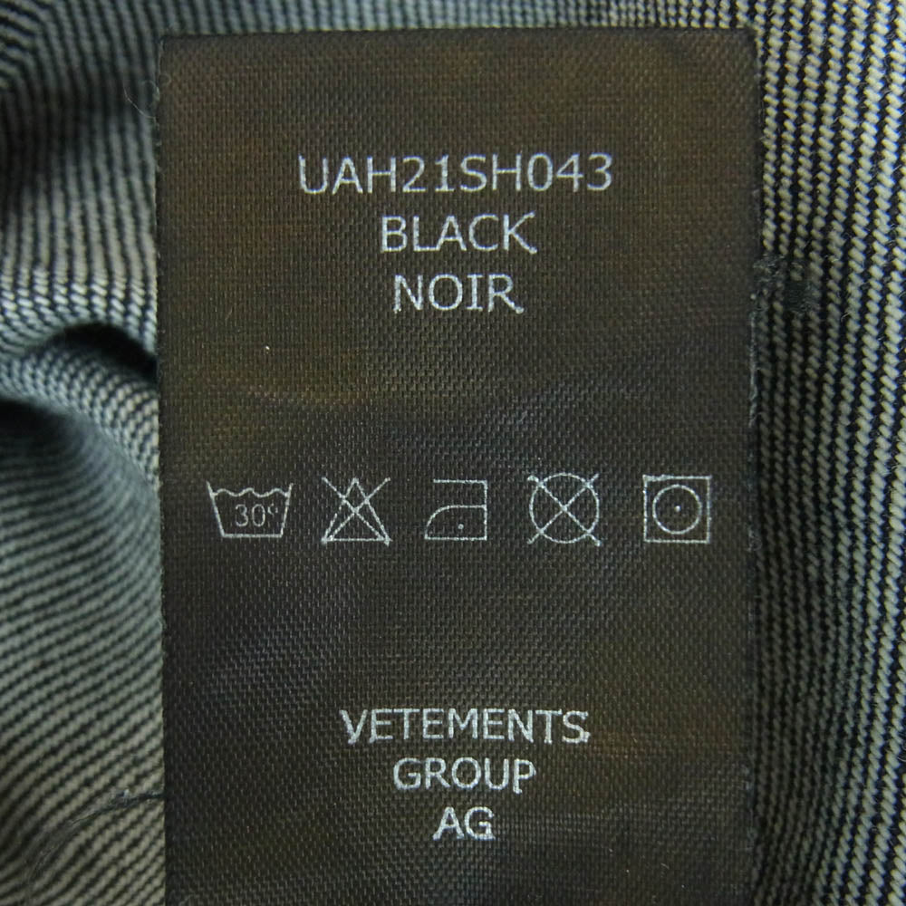 VETEMENTS ヴェトモン 20aw UAH21SH043 Back Logo Denim Long Sleeve Shirt バック ロゴ デニム 長袖 シャツ ジャケット グレー系 XS【中古】