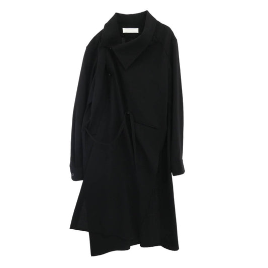 エトセンス 20AW E220-301 SHIFT COLLAR COAT SHIRT シフトカラー ロング コート ブラック系 サイズ表記なし【中古】