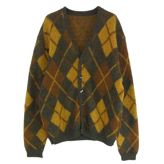 ヴィンテージ USA製 union made ILGWU 60s～70s ユニオンメイド アーガイル カーディガン ブラウン系 サイズ表記無【中古】