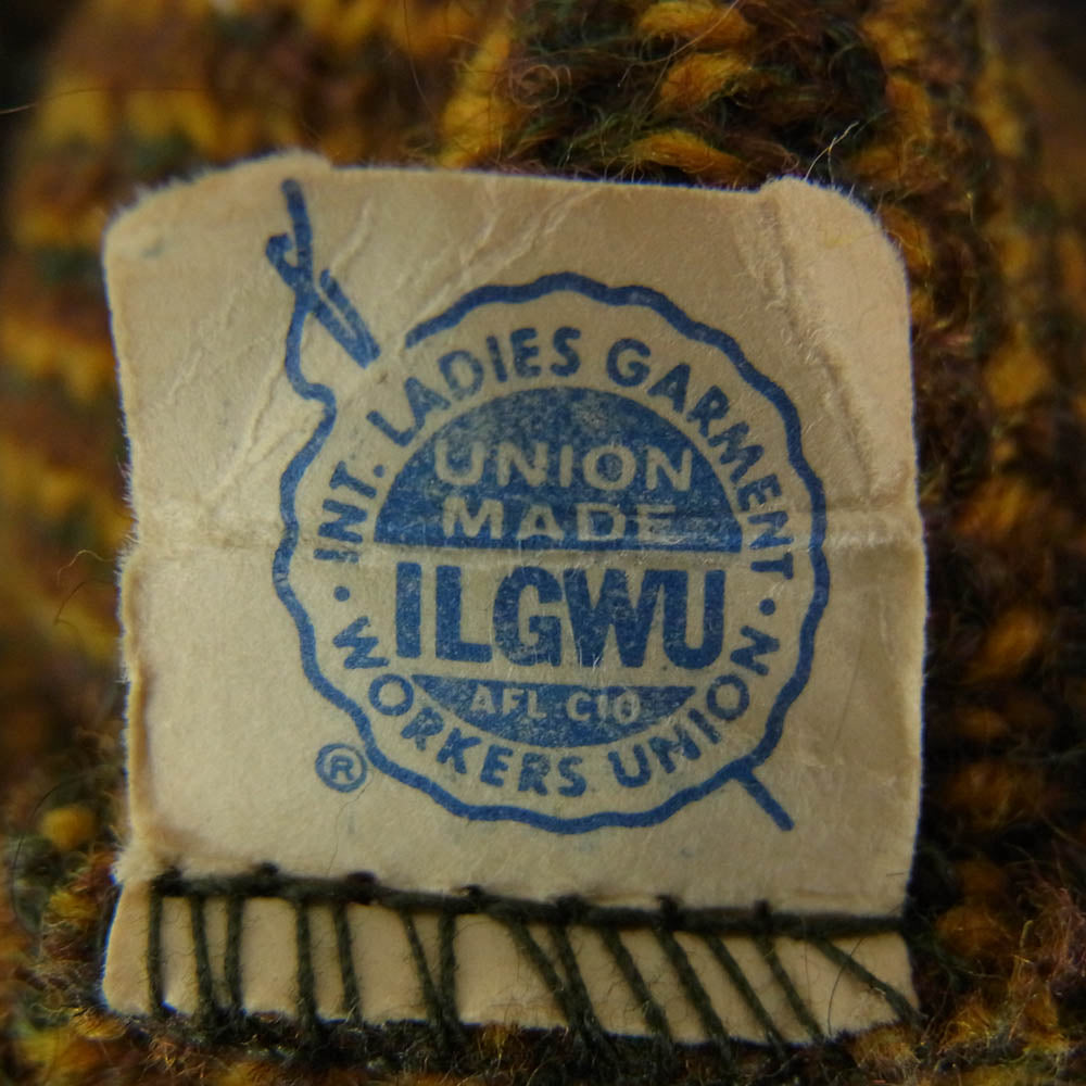 ヴィンテージ USA製 union made ILGWU 60s～70s ユニオンメイド アーガイル カーディガン ブラウン系 サイズ表記無【中古】