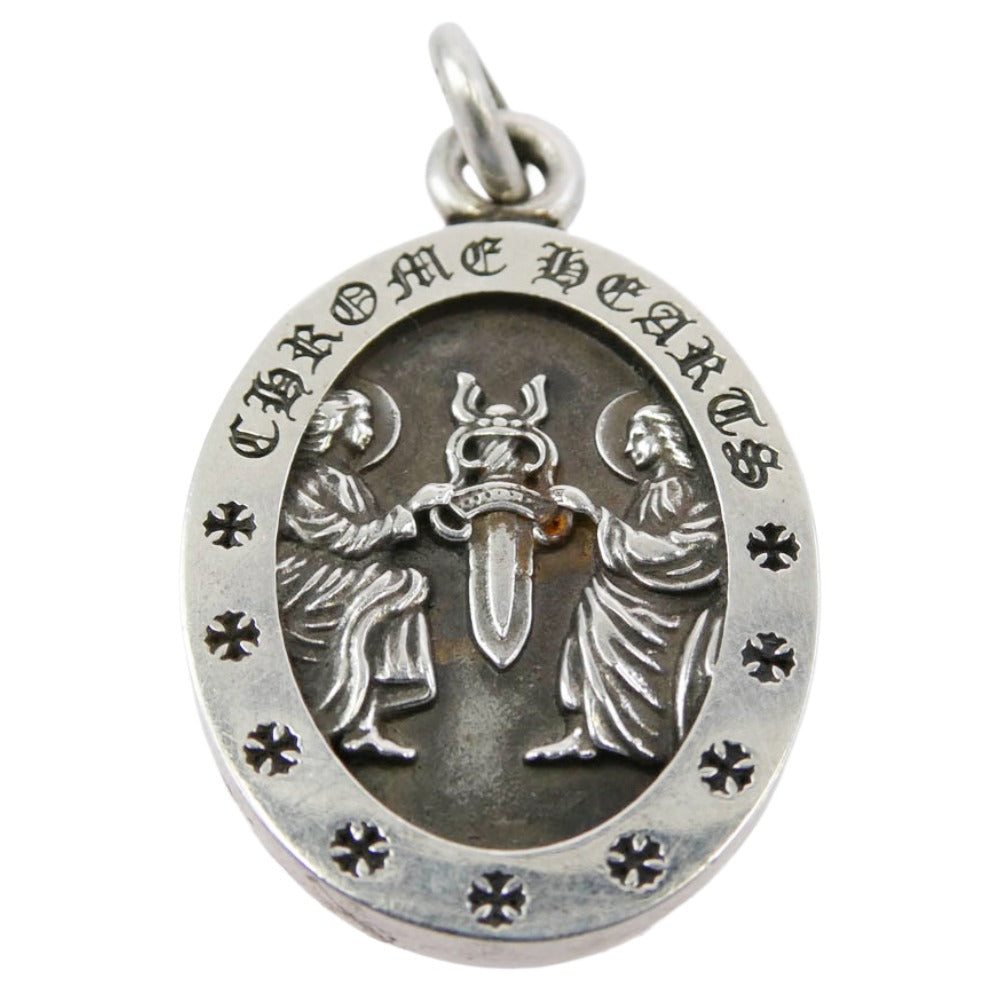 CHROME HEARTS クロムハーツ（原本無） ANGEL MEDAL OVAL オーバル エンジェル メダル ペンダント トップ シルバー系【中古】