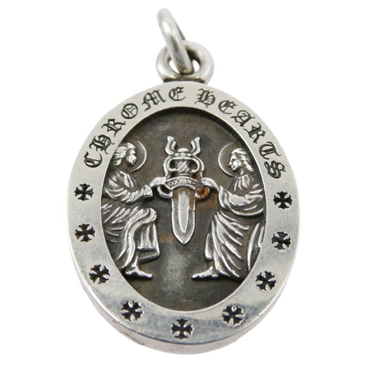 CHROME HEARTS クロムハーツ（原本無） ANGEL MEDAL OVAL オーバル エンジェル メダル ペンダント トップ シルバー系【中古】