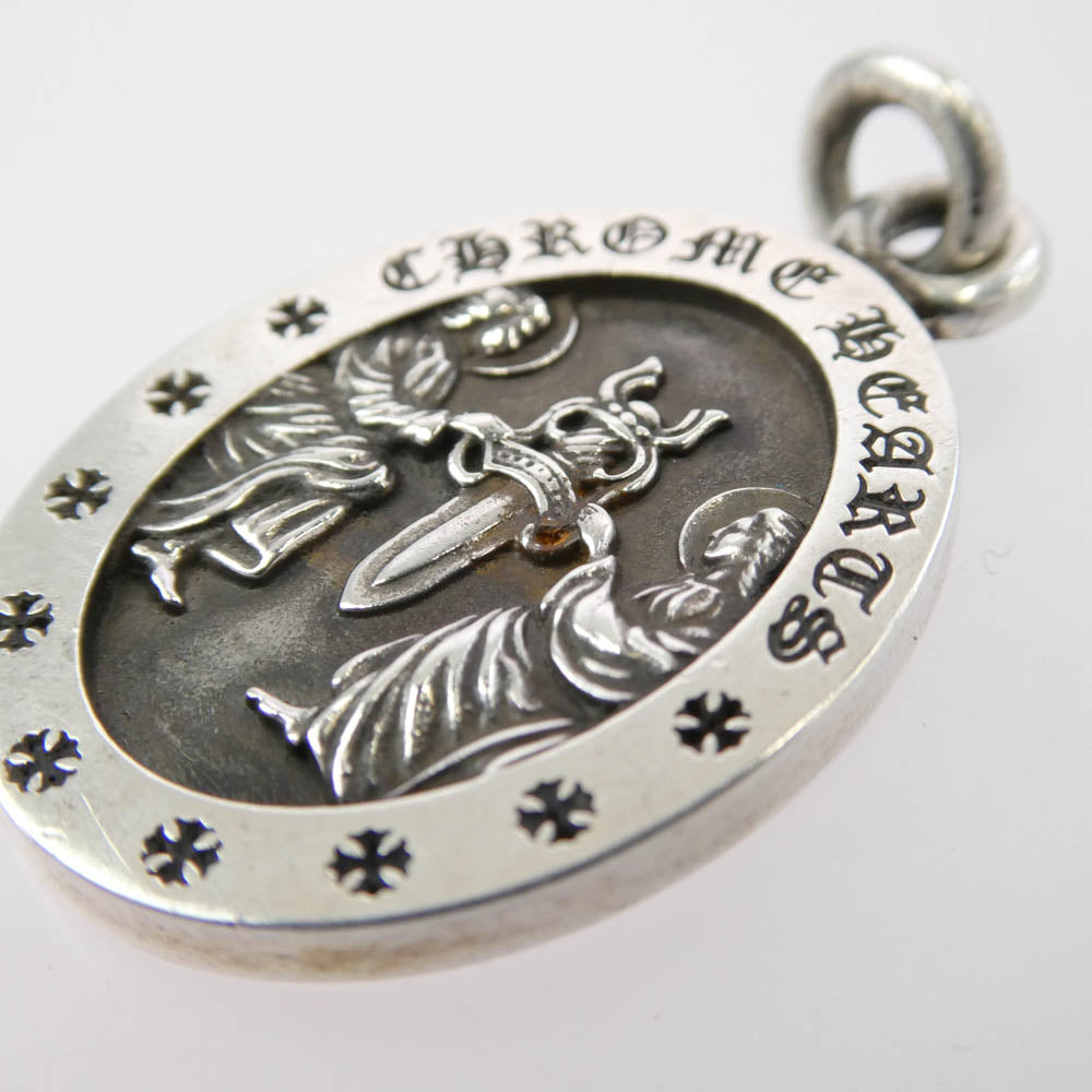 CHROME HEARTS クロムハーツ（原本無） ANGEL MEDAL OVAL オーバル エンジェル メダル ペンダント トップ シルバー系【中古】