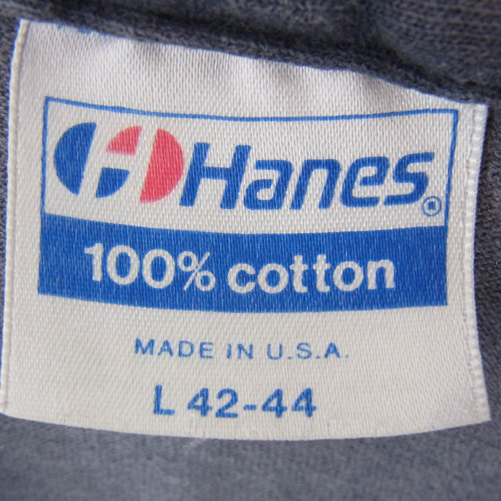ヘインズ 80s USA製 Huey Lewis ヒューイ・ルイス 半袖 バンドＴシャツ グレー系 L【中古】