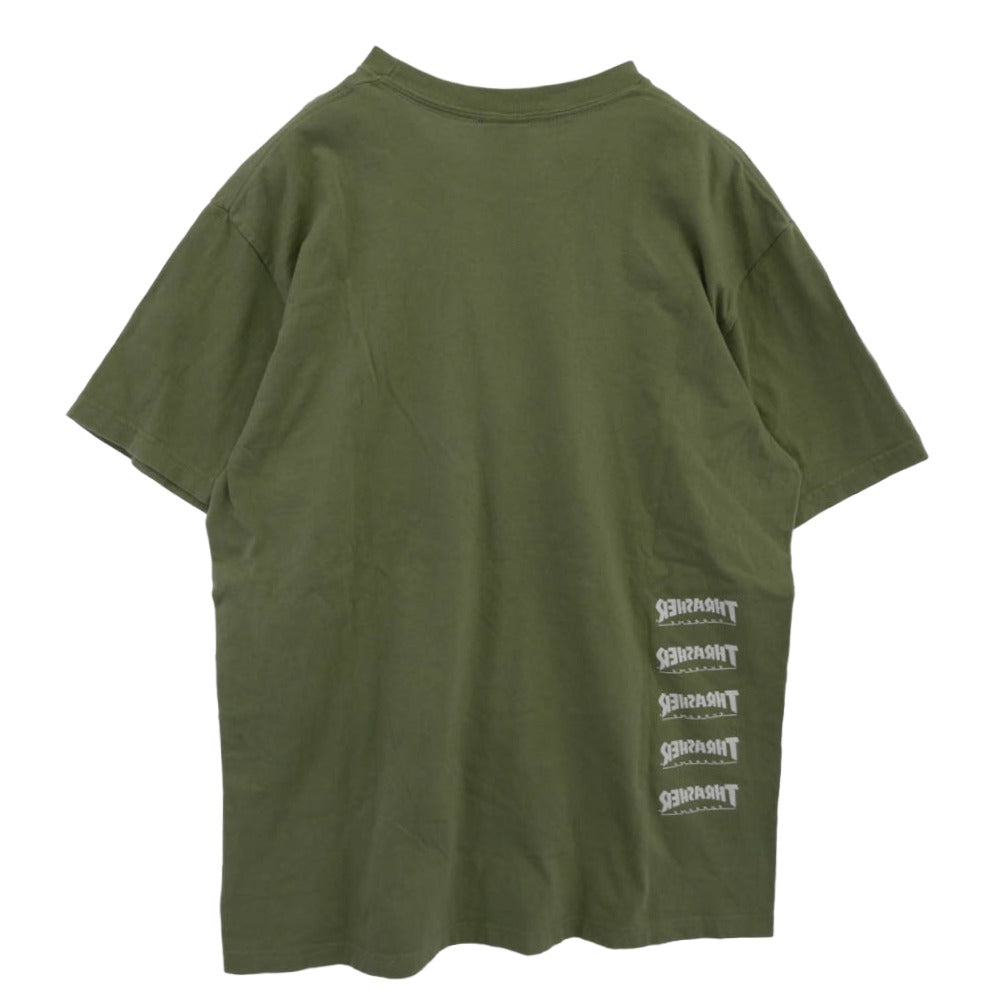 Supreme シュプリーム 24AW ×Thrasher Back Tail Tee スラッシャー バック テイル 半袖Tシャツ グリーン系 M【中古】