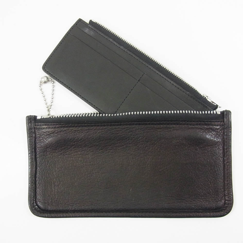 スロウ S0699H DEER soft pouch wallet s ディアスキン ソフト ポーチ ウォレット ブラック系【中古】