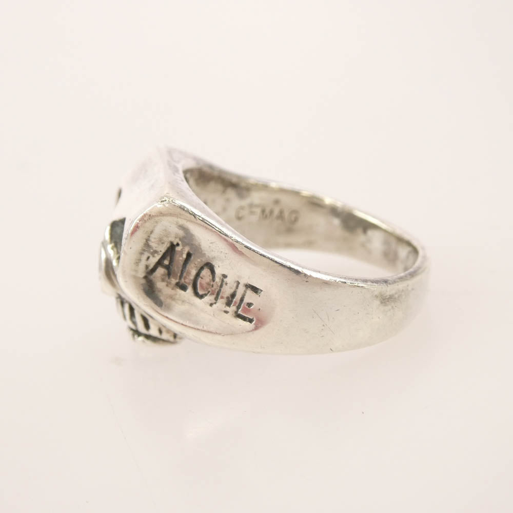 Loree Rodkin ローリーロドキン SKULL RING スカル ジルコニアアイ サイドクロス ストーン リング シルバー系 21号【中古】