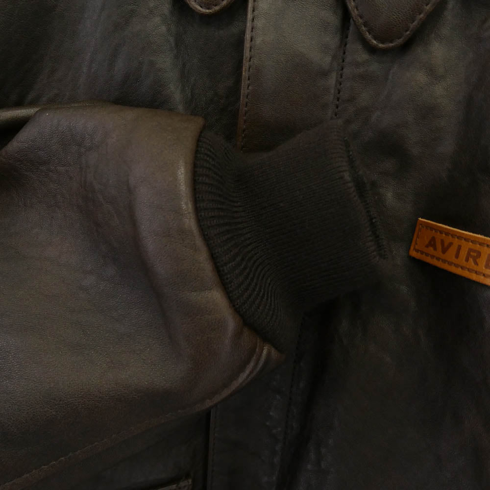 AVIREX アヴィレックス 783-3950011 A-2 FLIGHT JACKET ANTIQUE LANB アンティークラム レザー フライトジャケット ブラウン系 44【中古】