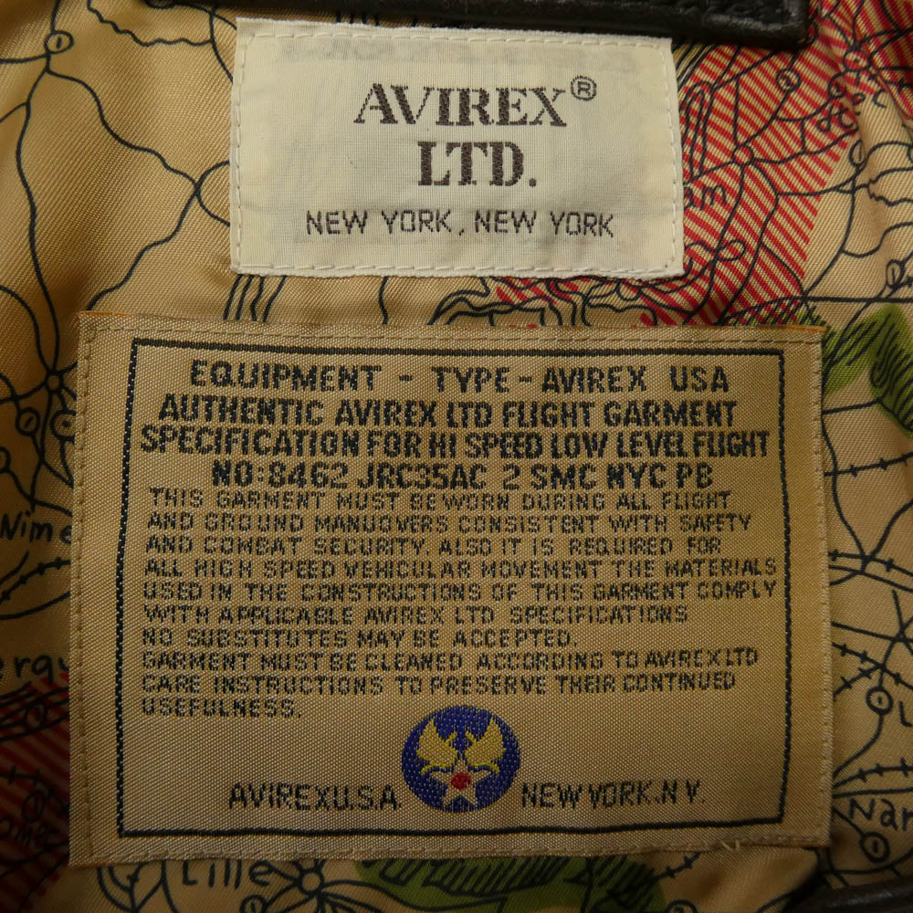 AVIREX アヴィレックス 783-3950011 A-2 FLIGHT JACKET ANTIQUE LANB アンティークラム レザー フライトジャケット ブラウン系 44【中古】
