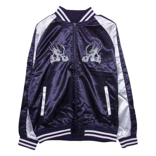 イッシンニョキョウ 和柄 龍 スカジャン ジャケット パープル パープル系 XL【中古】