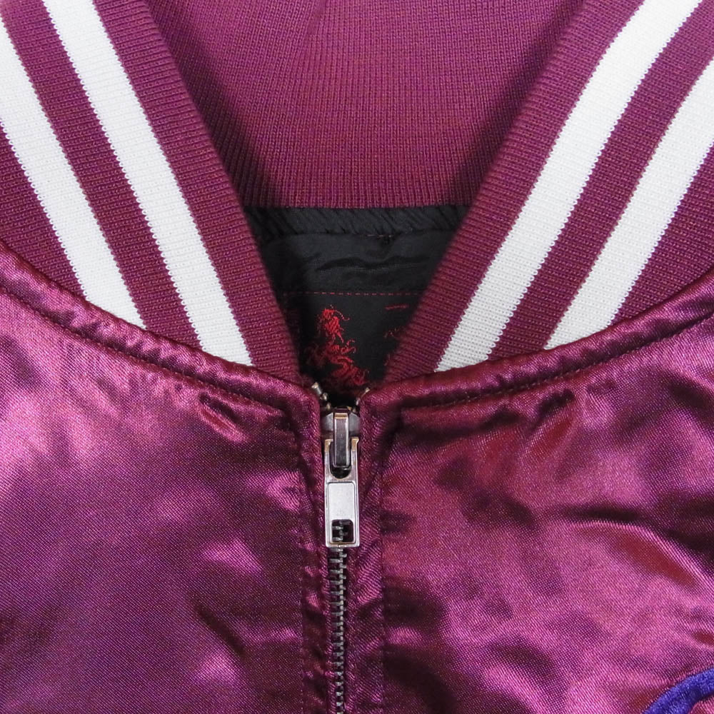 イッシンニョキョウ 和柄 風神雷神 スカジャン ジャケット ボルドー エンジ系 XL【中古】