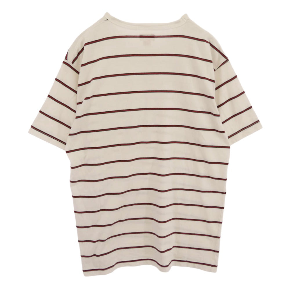 Supreme シュプリーム 90～00s 初期タグ カナダ製 ボーダー Tシャツ 半袖カットソー ホワイト系 レッド系 M【中古】