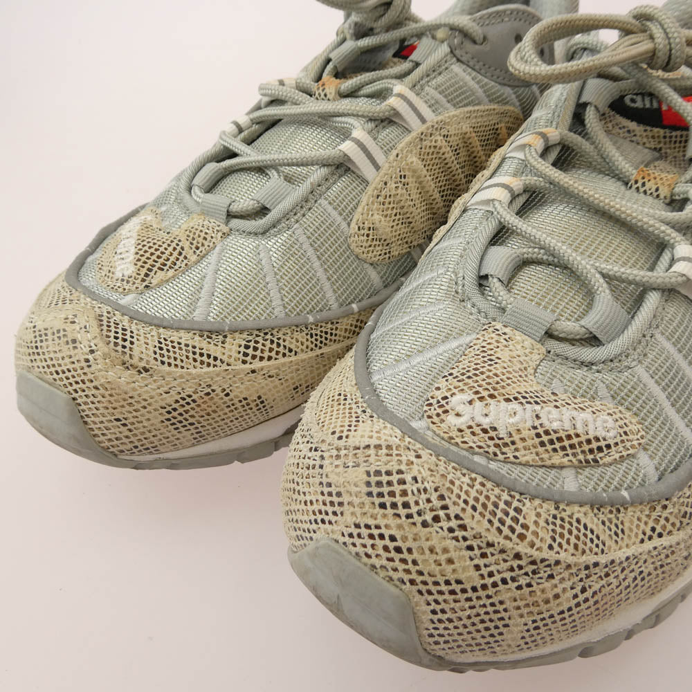 Supreme シュプリーム 844694-100 × Nike Air Max 98 Snakeskin ナイキ エアマックス 98 スネークスキン ローカットスニーカー シルバー系 27cm【中古】