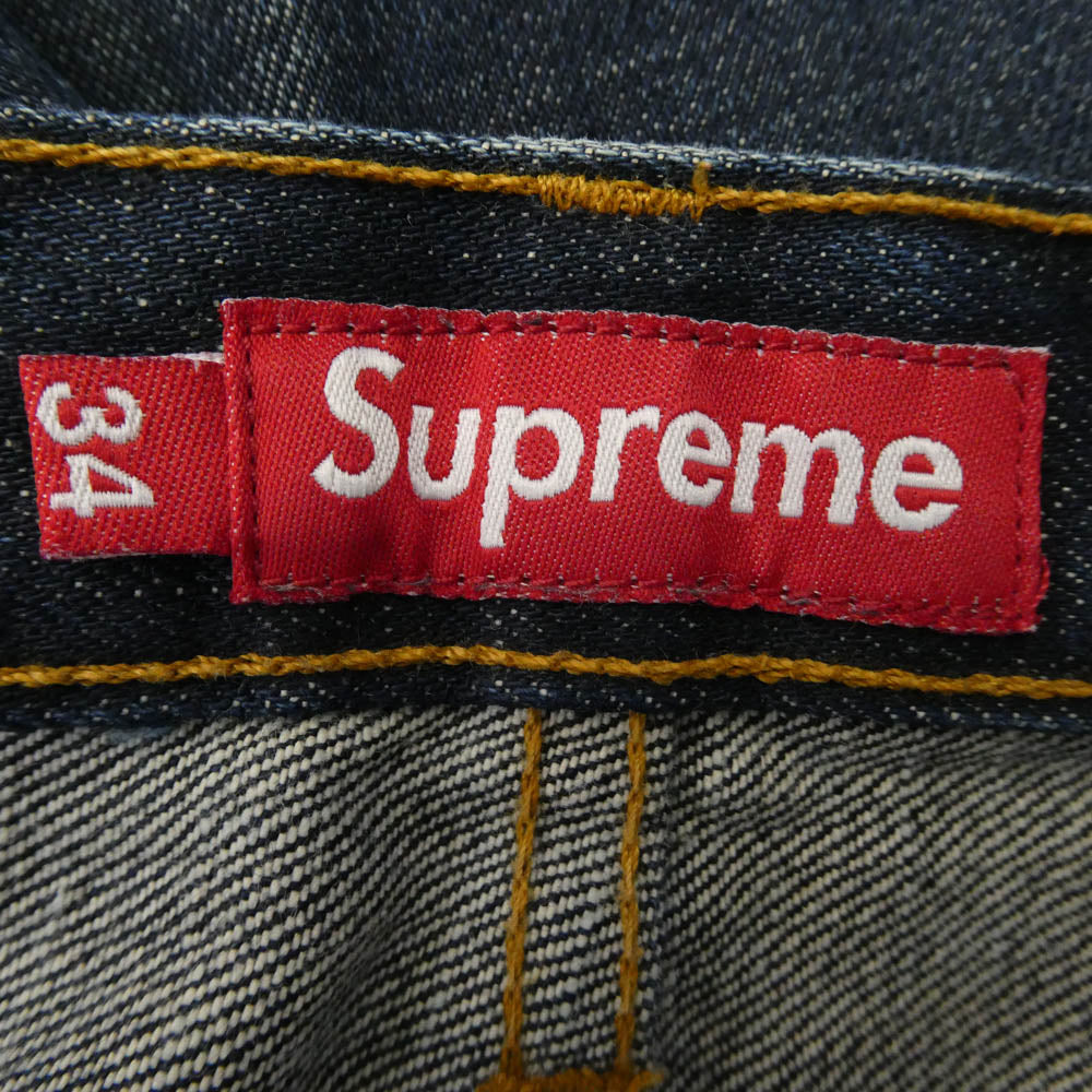 Supreme シュプリーム セルビッチ ボタンフライ ストレート デニム パンツ インディゴブルー系 34【中古】