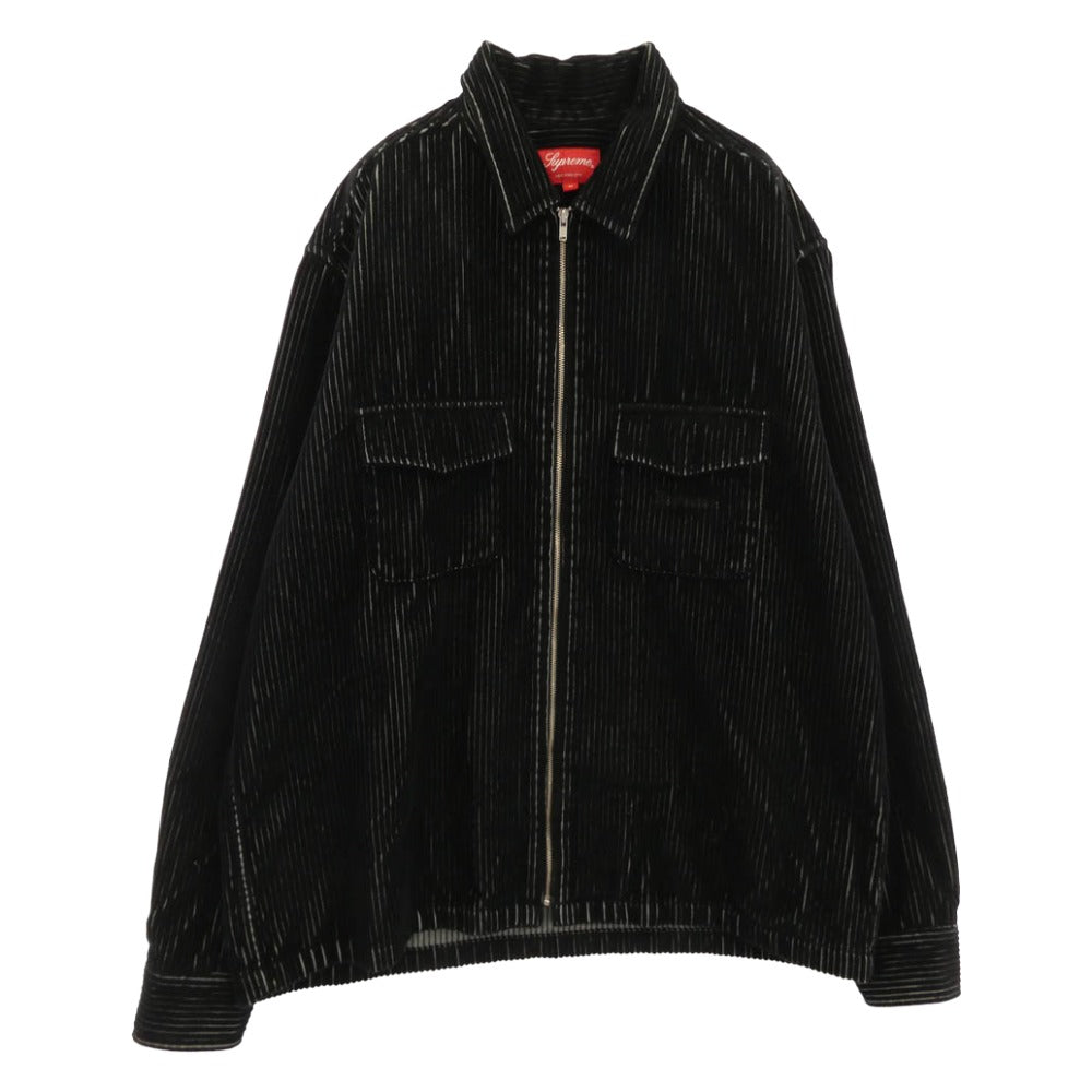 Supreme シュプリーム 23SS 2-Tone Corduroy Zip Up Shirt 2トーン コーデュロイ ジップアップ 長袖シャツ ジャケット ブラック系 M【中古】