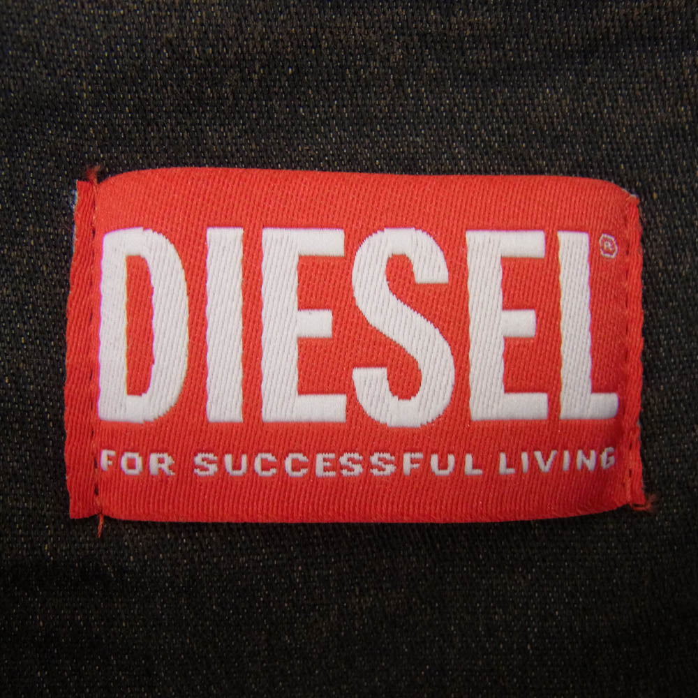 DIESEL ディーゼル D-KRIB-S TRACK マーブル加工 トラックデニム クルーネック スウェット プルオーバー ブラウン系 L【中古】