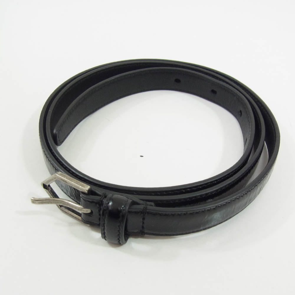 SAINT LAURENT サンローラン CRD 482792 シルバーバックル ナロー ベルト ブラック系【中古】