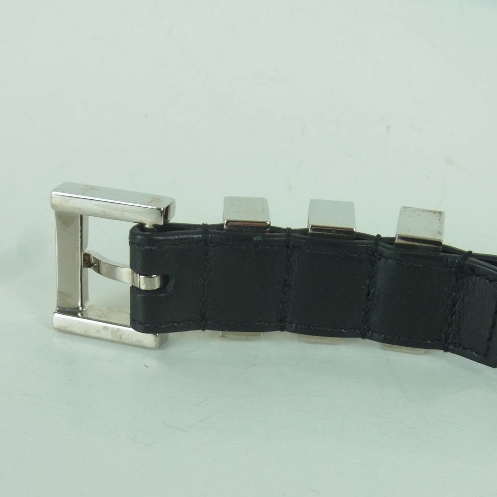 SAINT LAURENT サンローラン GRZ347357 3連バックル レザー ナロー ベルト イタリア製 ブラック系【中古】