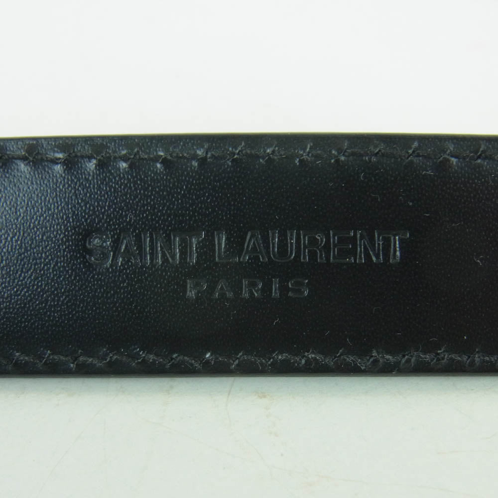 SAINT LAURENT サンローラン GRZ347357 3連バックル レザー ナロー ベルト イタリア製 ブラック系【中古】