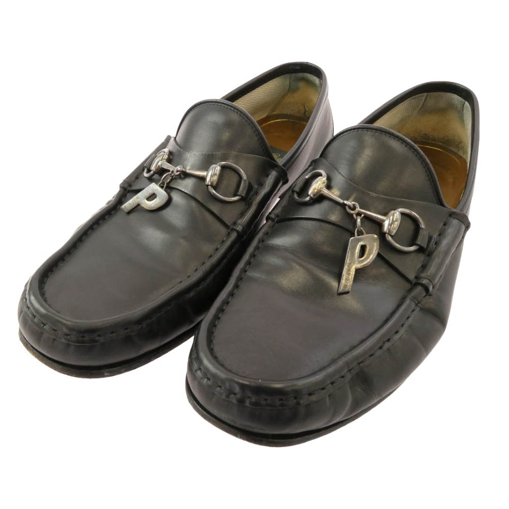 GUCCI グッチ GUCCI PALACE グッチパレス Pチャーム ホースビットモカシン スリッポン シューズ ブラック系 10【中古】