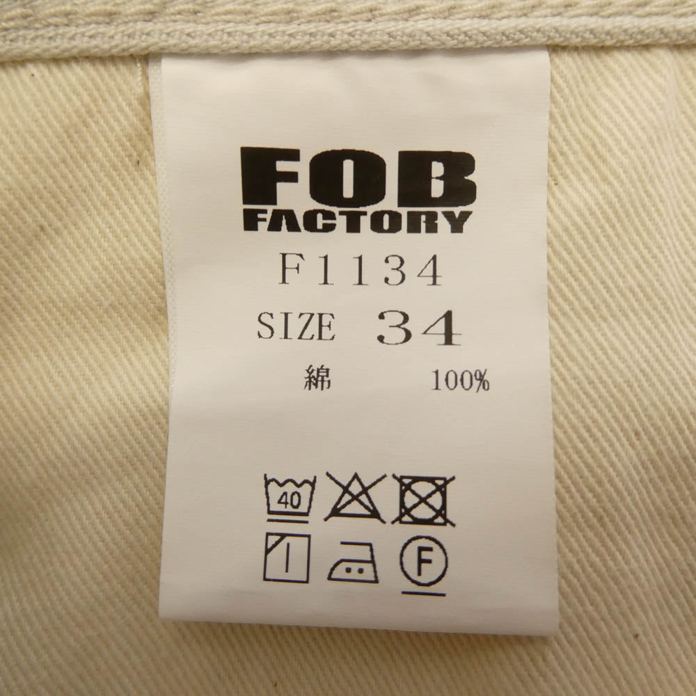 FOB FACTORY エフオービーファクトリー F1134 F1134 PIQUE 5P ピケ テーパード パンツ ホワイト系 W-34 L-32【美品】【中古】