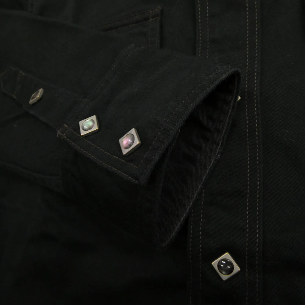 DELUXE デラックス BKDX-02S ブラック コットン サテン ウエスタン シャツ 長袖シャツ ブラック系 M【美品】【中古】