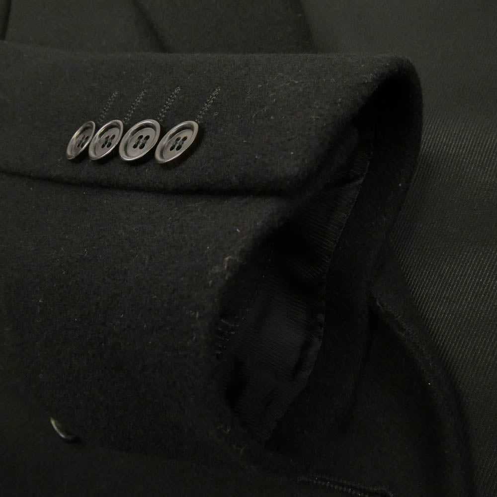 DIOR HOMME ディオールオム 17AW 533C335U3183 カシミヤ混 ウール ショルダー切替 ダブルブレスト コート ブラック系 46【中古】