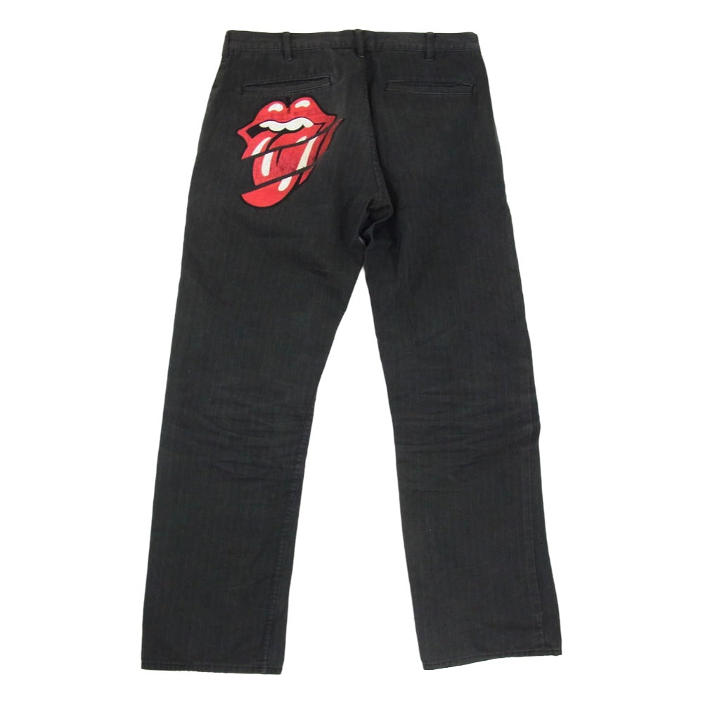 COMME des GARCONS HOMME PLUS コムデギャルソンオムプリュス 06SS PQ-P023 Rip&Tongue期 アーカイブ ローリングストーンズ リップアンドタン ストライプ プリント パンツ グレー系 SS【中古】