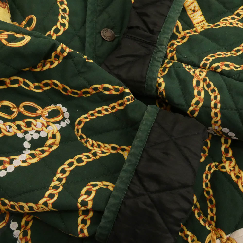 Supreme シュプリーム 20AW Chains Quilted Jacket チェーンプリント キルティング ジャケット グリーン系 イエロー系 L【中古】