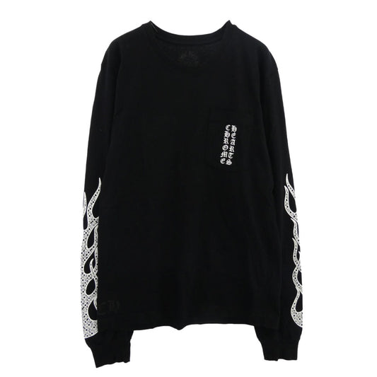CHROME HEARTS クロムハーツ（原本無） LONG SLEEVE T-SHIRT FLAME CH PLUS プリント 長袖 Tシャツ カットソー ブラック系 M【中古】