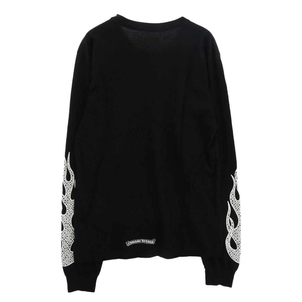 CHROME HEARTS クロムハーツ（原本無） LONG SLEEVE T-SHIRT FLAME CH PLUS プリント 長袖 Tシャツ カットソー ブラック系 M【中古】