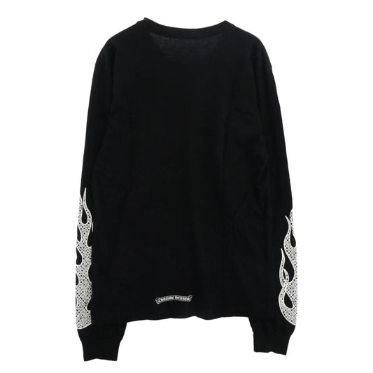CHROME HEARTS クロムハーツ（原本無） LONG SLEEVE T-SHIRT FLAME CH PLUS プリント 長袖 Tシャツ カットソー ブラック系 M【中古】