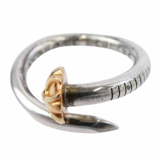 CHROME HEARTS クロムハーツ（原本無） 22K × SV925 コンビ NAIL CRSBALL クロスボール ネイル リング シルバー系 15号【中古】