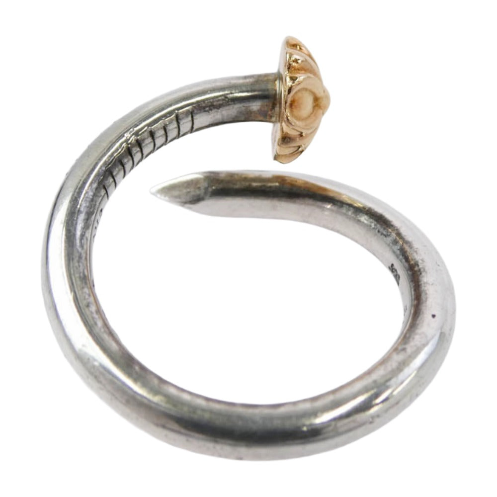 CHROME HEARTS クロムハーツ（原本無） 22K × SV925 コンビ NAIL CRSBALL クロスボール ネイル リング シルバー系 15号【中古】