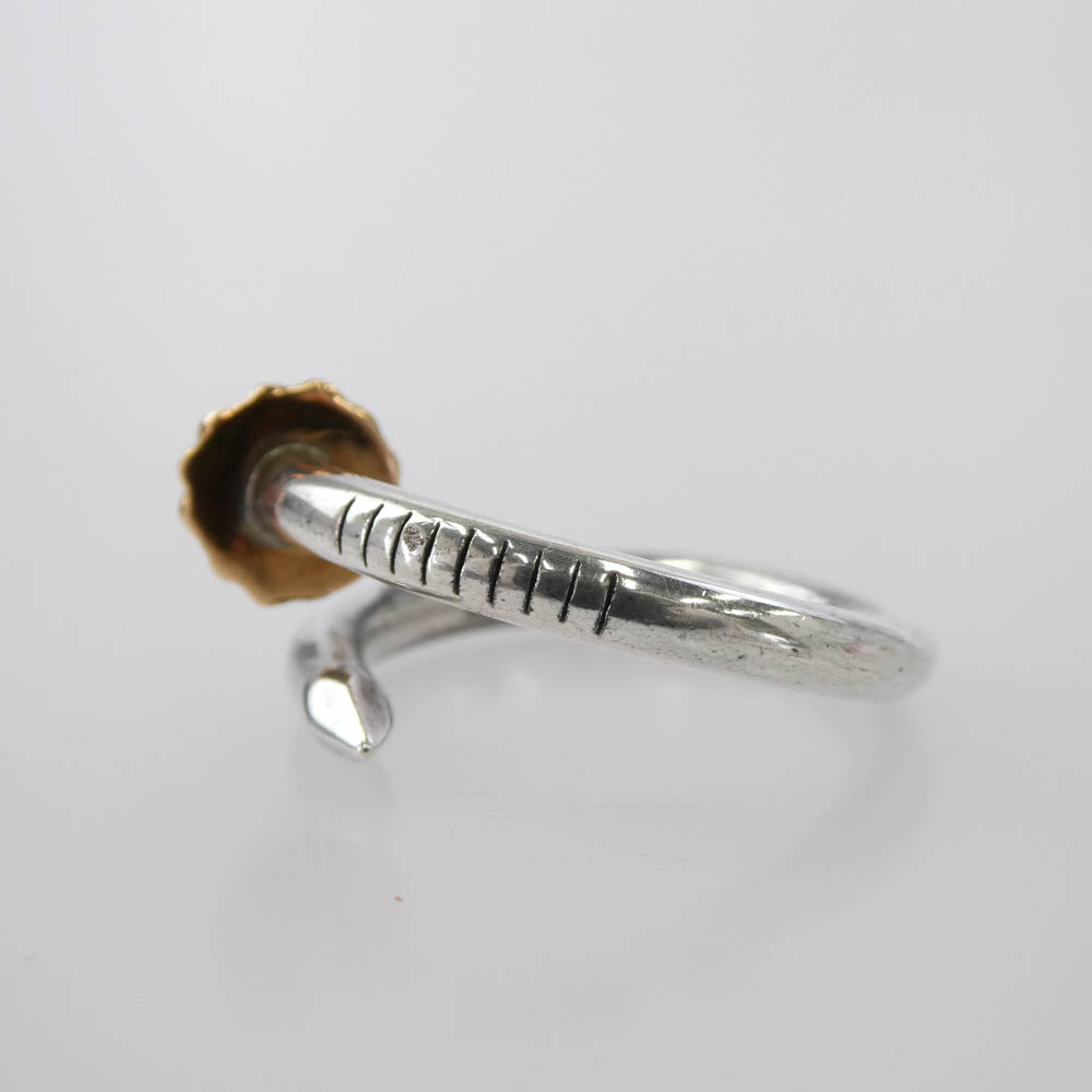 CHROME HEARTS クロムハーツ（原本無） 22K × SV925 コンビ NAIL CRSBALL クロスボール ネイル リング シルバー系 15号【中古】