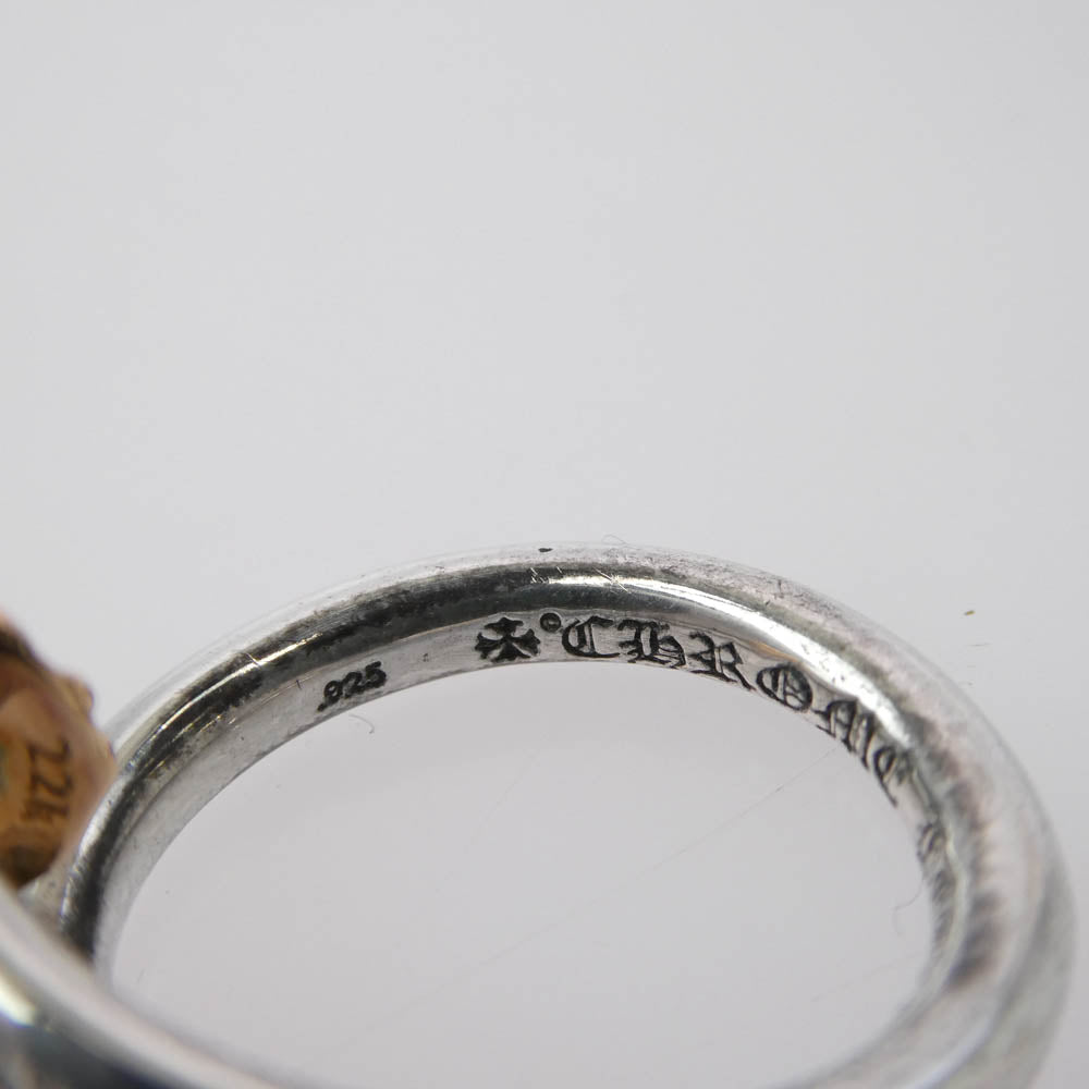 CHROME HEARTS クロムハーツ（原本無） 22K × SV925 コンビ NAIL CRSBALL クロスボール ネイル リング シルバー系 15号【中古】