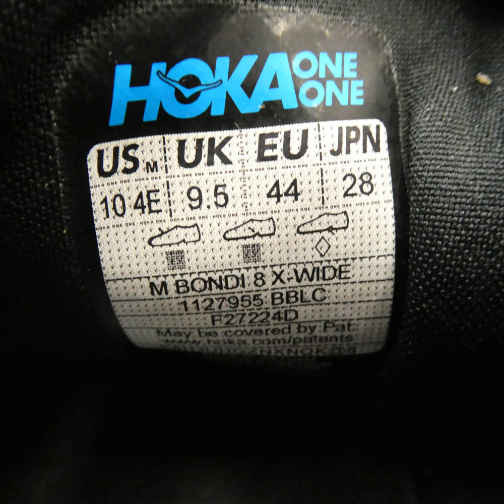 HOKA ONE ONE ホカ オネオネ 1127955 BONDI 8 X-WIDE ワイド ボンダイ ローカット スニーカー ランニングシューズ ブラック系 28cm【極上美品】【中古】
