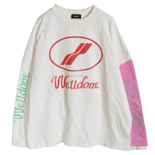 WE11DONE ウェルダン 20SS WD-TP7-20-083-U-WH REMAKE LOGO LONG SLEEVE T-SHIRT リメイク ロゴプリント カットソー ホワイト系 L【中古】