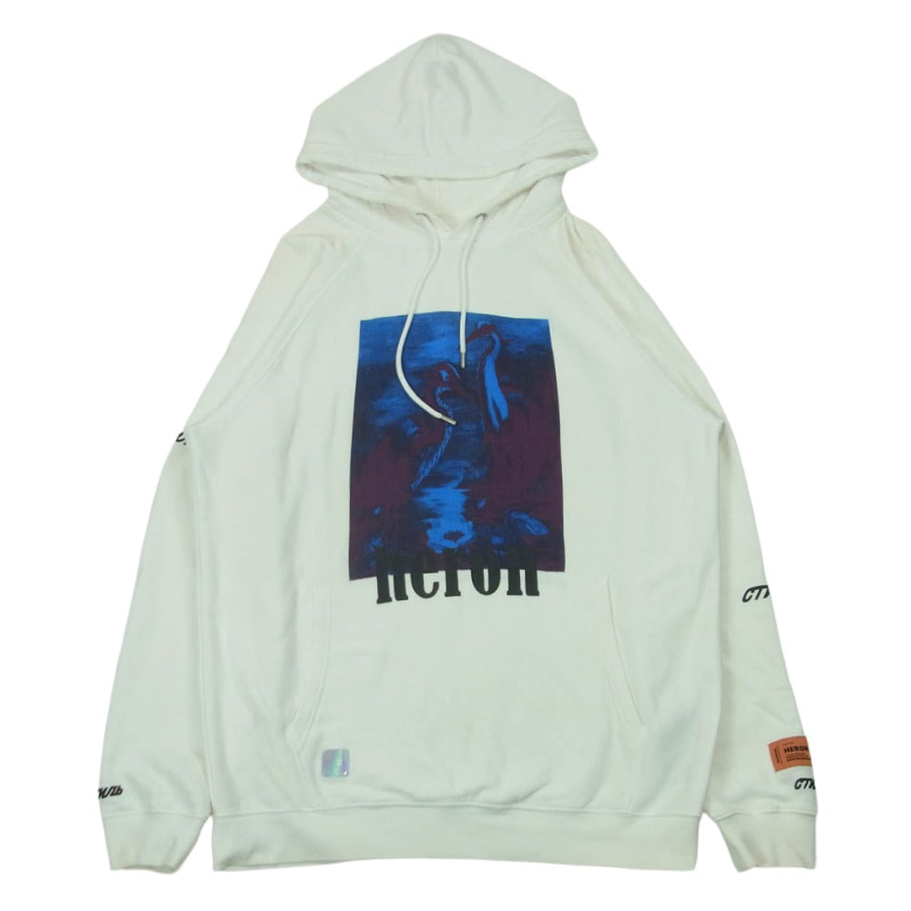 Heron Preston ヘロン プレストン 19SS HMBB001S19757038 バードプリント フーディ プルオーバー スウェット パーカー ホワイト系 M【中古】