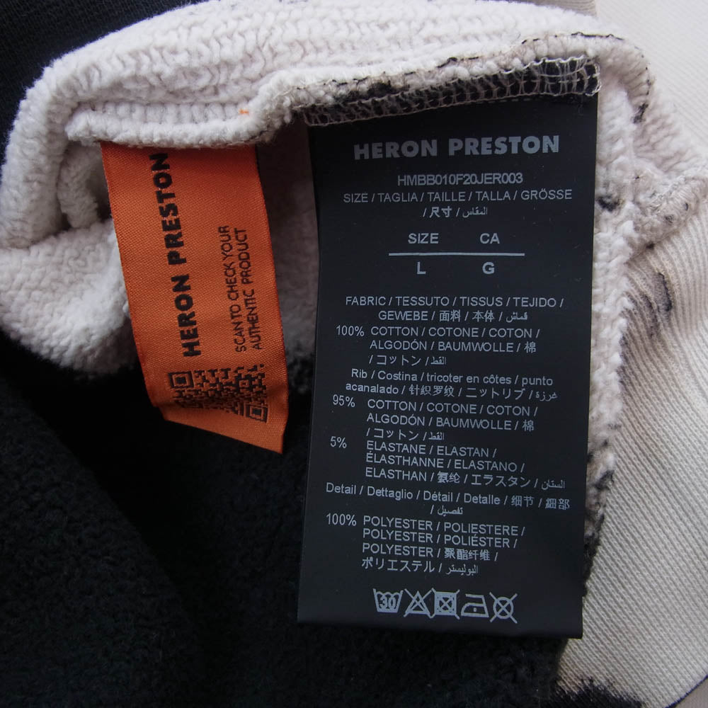 Heron Preston ヘロン プレストン HMBB010F20JER003 CAT ワッペン バックロゴ プルオーバー ２トーン スウェットパーカー ブラック系 ホワイト系 L【中古】