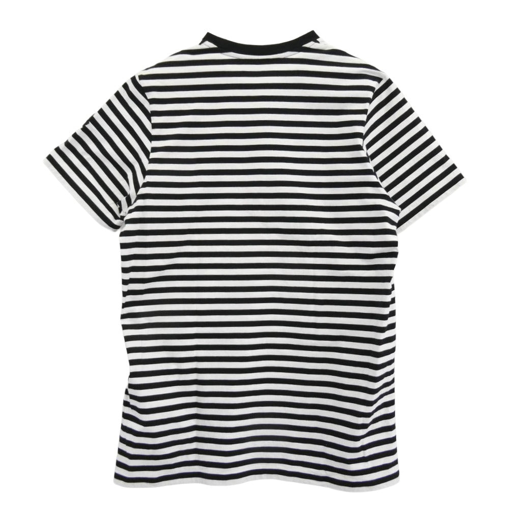 MONCLER モンクレール 23SS I10918C00037 RIGATO LOGO T SHIRT ワッペン ボーダー 半袖 Tシャツ ブラック系 ホワイト系 XL【中古】